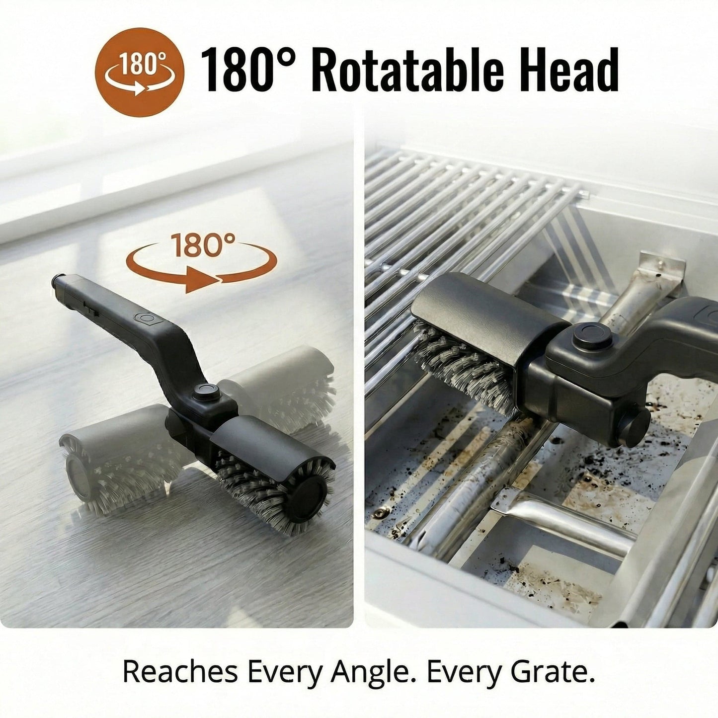 SUMMER SALE Cordless Electric Grill Brush – 180° Rotating Brush Head for Deep BBQ Cleaning