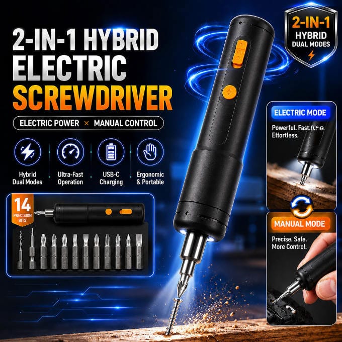 2-in-1 Hybrid Electric Screwdriver – Cordless Precision Power Tool