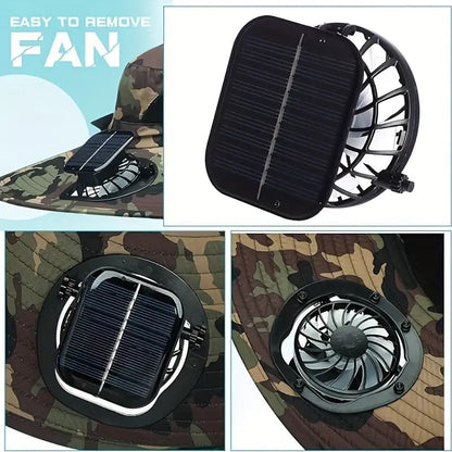 Outdoor Wide Brim Sun Hat with Dual Solar Fans – UPF 50+ Sun Protection Hat