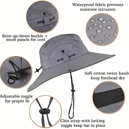 Outdoor Wide Brim Sun Hat with Dual Solar Fans – UPF 50+ Sun Protection Hat
