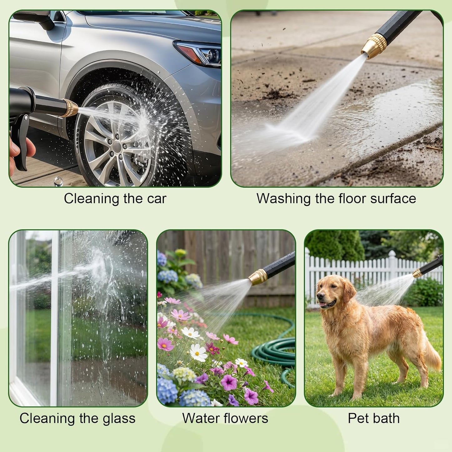 Portable High-Pressure Water Sprayer – Adjustable Garden Hose Nozzle for Car Washing & Outdoor Cleaning