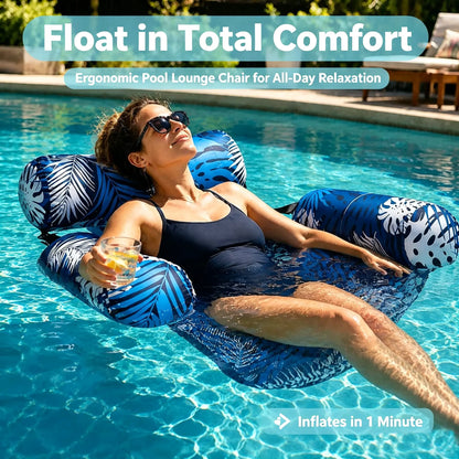 Premium Inflatable Floating Chair – Ergonomic Pool Lounge with Backrest & Armrests