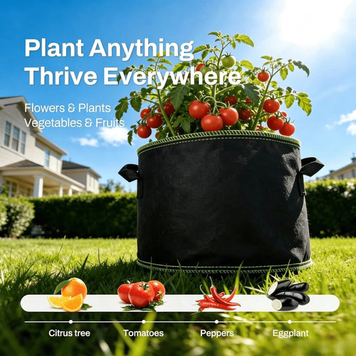 5-Pack 5 Gallon Grow Bags – Heavy Duty Breathable Fabric Pots for Vegetables, Flowers & Fruits