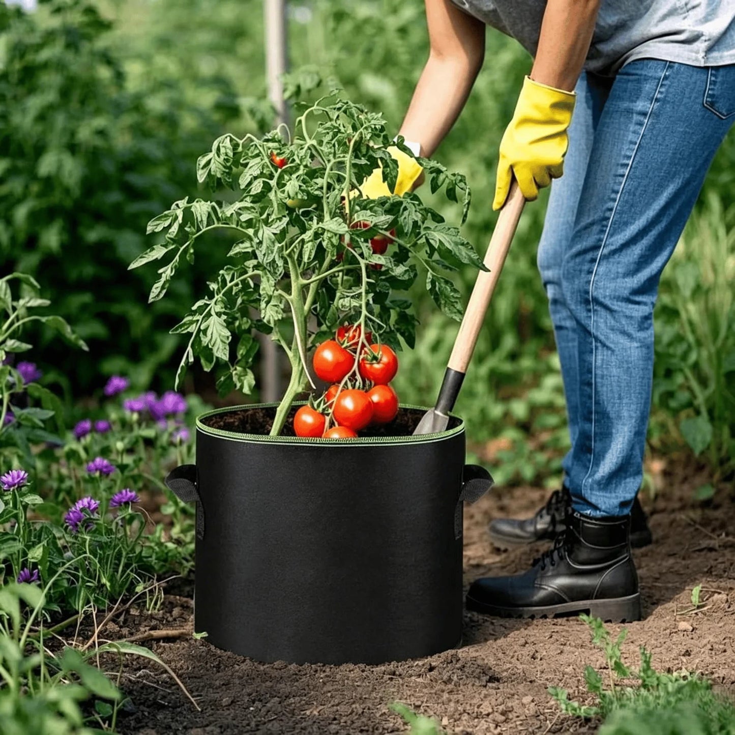 5-Pack 5 Gallon Grow Bags – Heavy Duty Breathable Fabric Pots for Vegetables, Flowers & Fruits