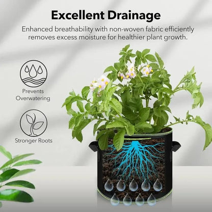 5-Pack 5 Gallon Grow Bags – Heavy Duty Breathable Fabric Pots for Vegetables, Flowers & Fruits