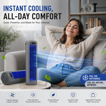 3-in-1 Portable Wireless Cooling Fan with Mist & Wireless Charging | Wall-Mounted Personal Air Cooler
