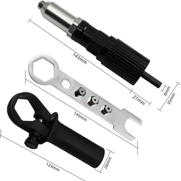 Electric Drill Rivet Gun Adapter – Heavy-Duty Riveting Tool with 80PCS Rivets