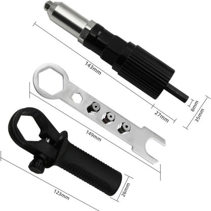 Electric Drill Rivet Gun Adapter – Heavy-Duty Riveting Tool with 80PCS Rivets