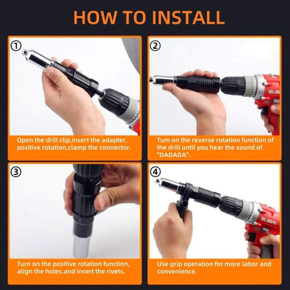 Electric Drill Rivet Gun Adapter – Heavy-Duty Riveting Tool with 80PCS Rivets