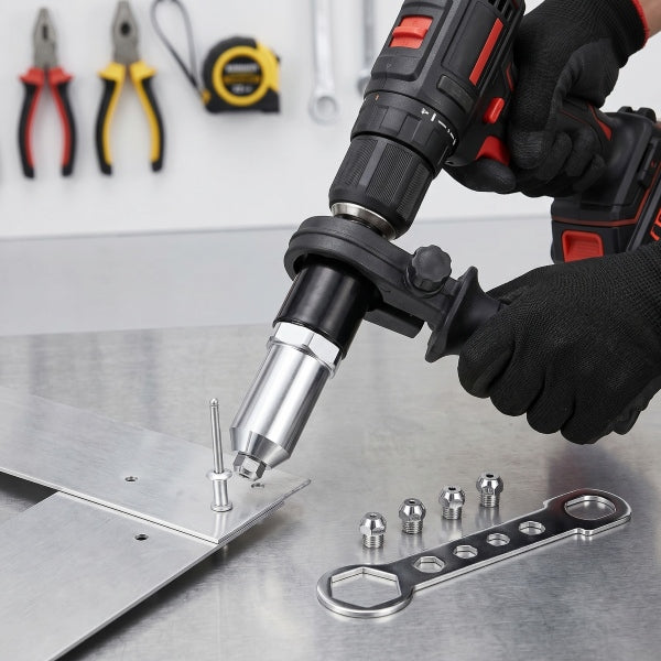 Electric Drill Rivet Gun Adapter – Heavy-Duty Riveting Tool with 80PCS Rivets