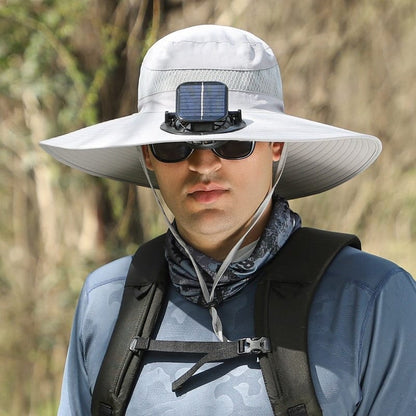 Outdoor Wide Brim Sun Hat with Dual Solar Fans – UPF 50+ Sun Protection Hat