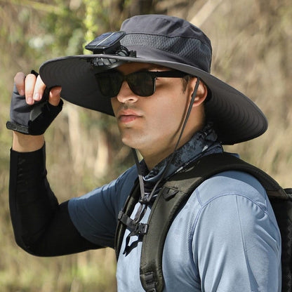 Outdoor Wide Brim Sun Hat with Dual Solar Fans – UPF 50+ Sun Protection Hat