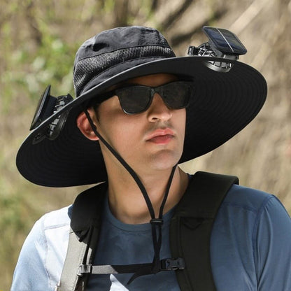 Outdoor Wide Brim Sun Hat with Dual Solar Fans – UPF 50+ Sun Protection Hat
