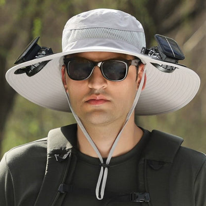 Outdoor Wide Brim Sun Hat with Dual Solar Fans – UPF 50+ Sun Protection Hat