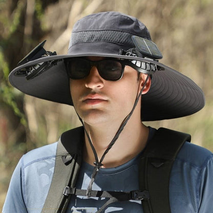 Outdoor Wide Brim Sun Hat with Dual Solar Fans – UPF 50+ Sun Protection Hat