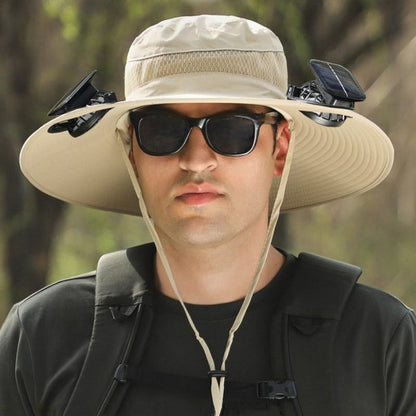 Outdoor Wide Brim Sun Hat with Dual Solar Fans – UPF 50+ Sun Protection Hat