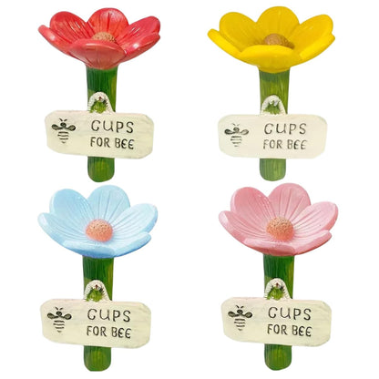 3PCS Flower Bee Water Station – Garden Pollinator Watering Cups with Decorative Stakes