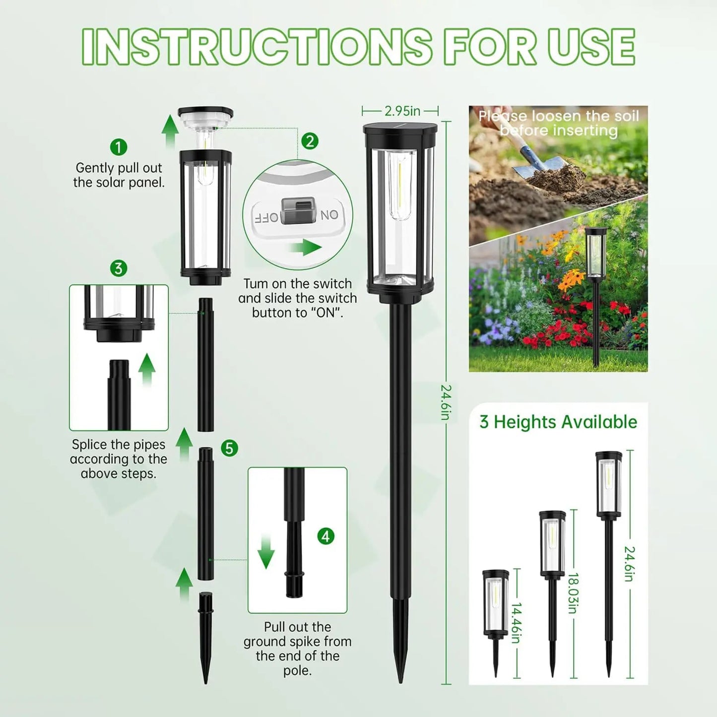 Solar Outdoor Pathway Lights – Auto On/Off, IP65 Waterproof & Easy Installation