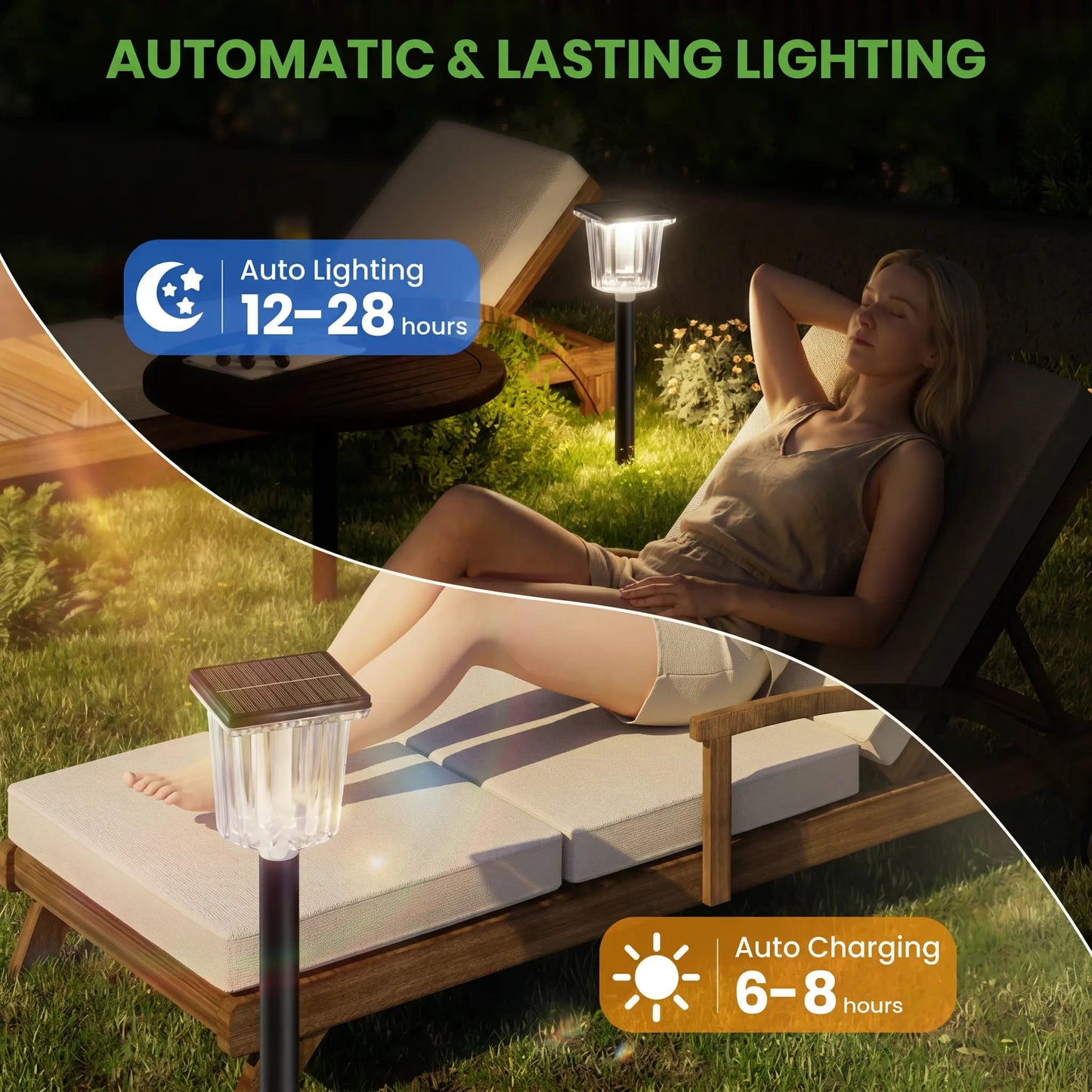 Solar Outdoor Pathway Lights – Adjustable White Modes, Waterproof & Auto On/Off