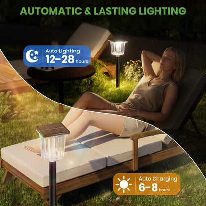 Solar Outdoor Pathway Lights – Adjustable White Modes, Waterproof & Auto On/Off
