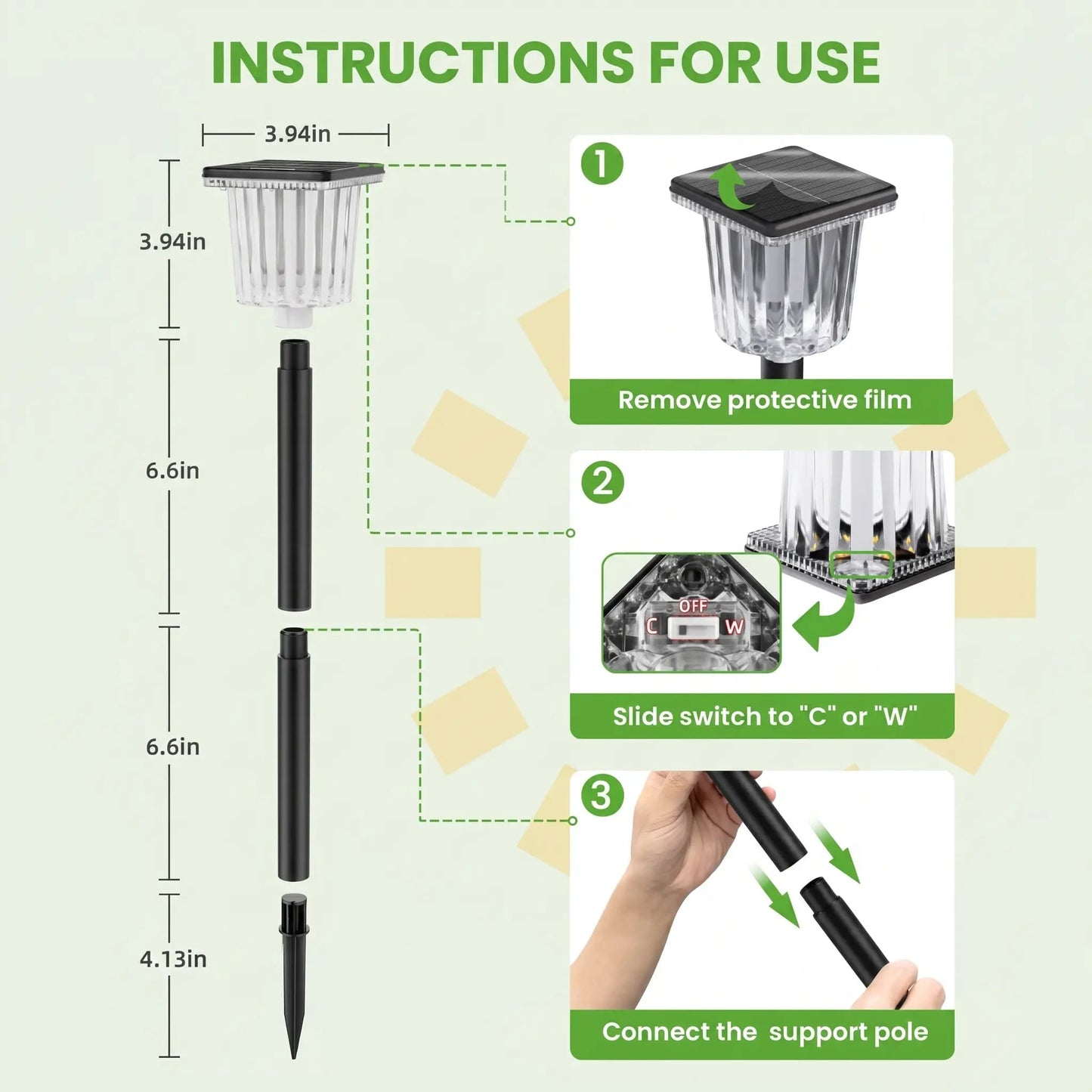 Solar Outdoor Pathway Lights – Adjustable White Modes, Waterproof & Auto On/Off