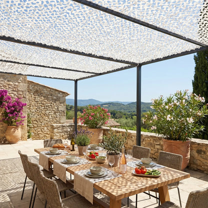 White Reinforced Camouflage Shade Net for Patio & Pergola – Bright Light Shading
