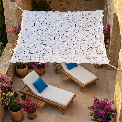 White Reinforced Camouflage Shade Net for Patio & Pergola – Bright Light Shading
