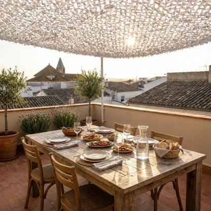 White Reinforced Camouflage Shade Net for Patio & Pergola – Bright Light Shading