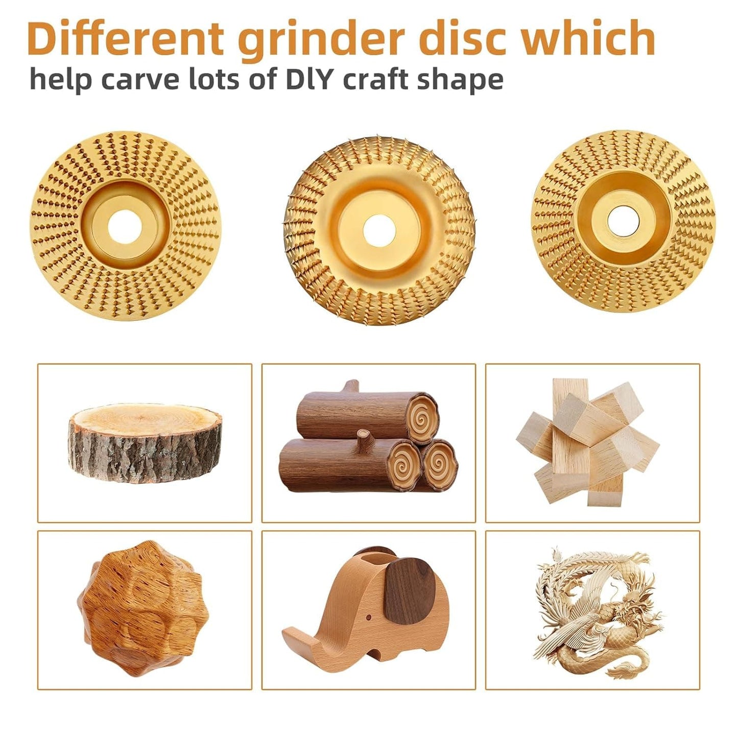 3PCS Wood Carving Disc Set – Shaping & Cutting Wheels for 4" & 4-1/2" Angle Grinders