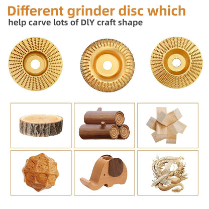 3PCS Wood Carving Disc Set – Shaping & Cutting Wheels for 4" & 4-1/2" Angle Grinders