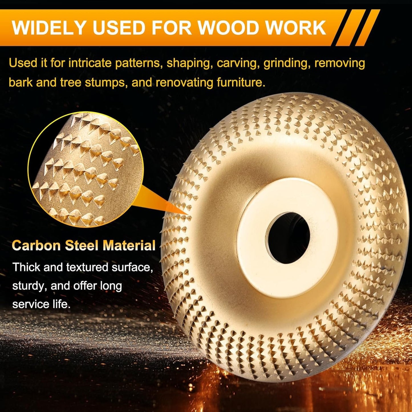 3PCS Wood Carving Disc Set – Shaping & Cutting Wheels for 4" & 4-1/2" Angle Grinders