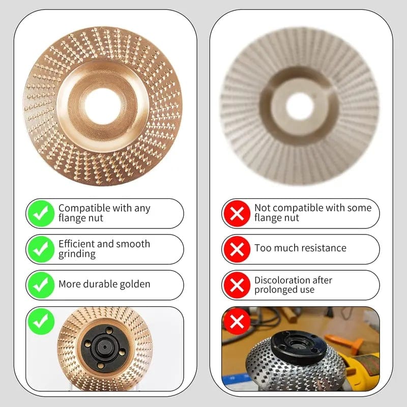 3PCS Wood Carving Disc Set – Shaping & Cutting Wheels for 4" & 4-1/2" Angle Grinders