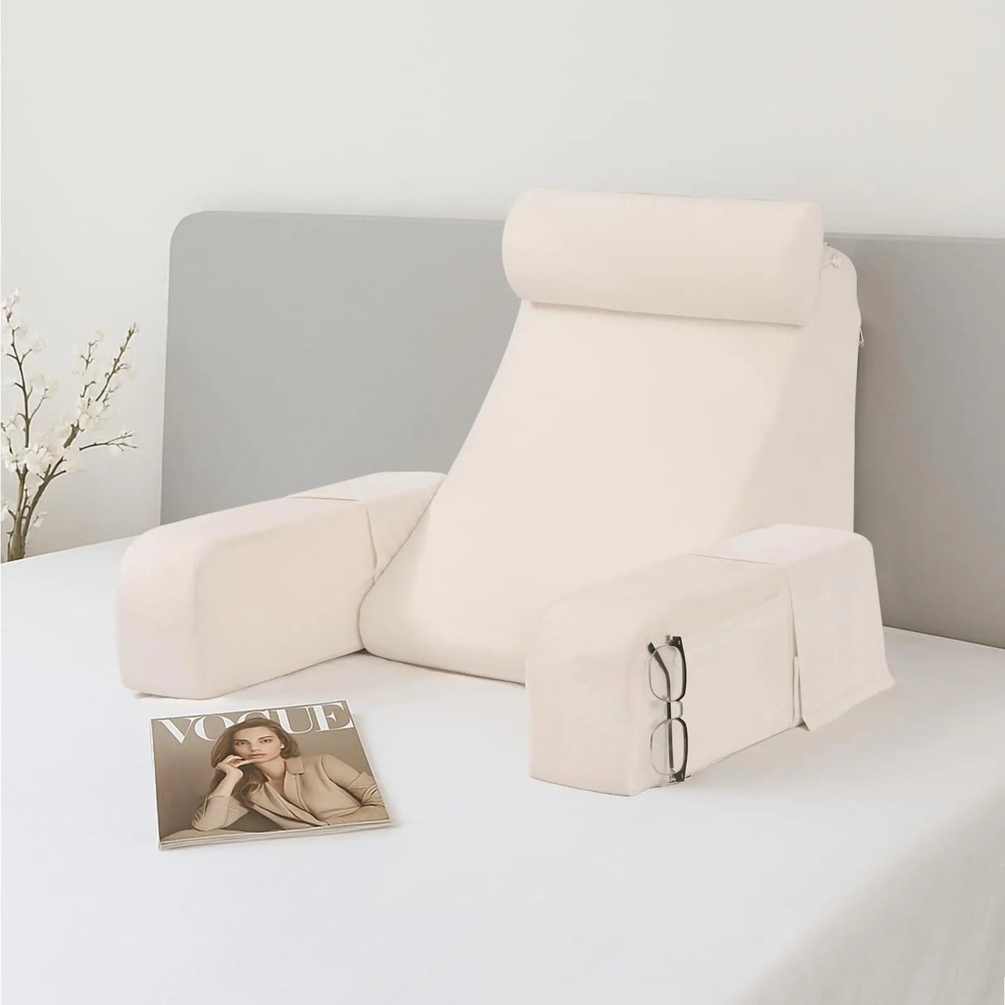 Ergonomic Reading Pillow – Firm Back Support for Reading, Watching TV & Resting
