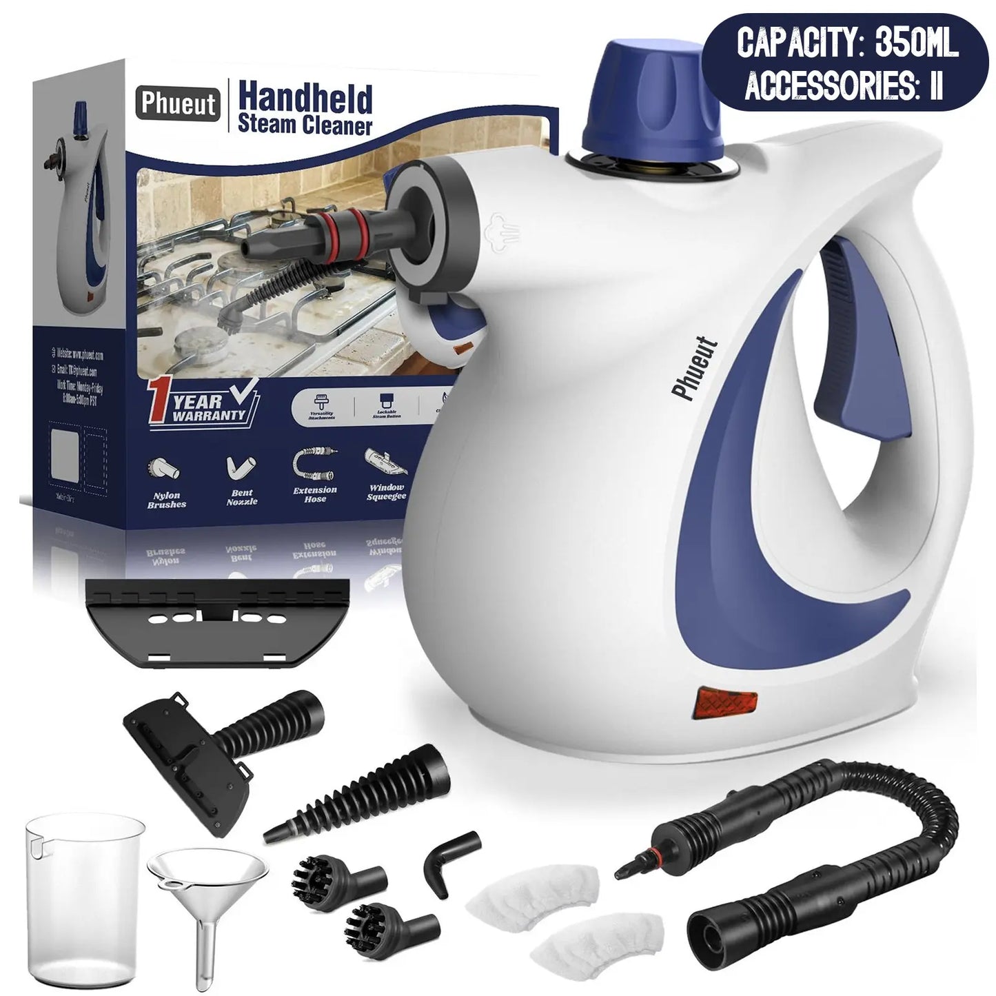 Portable Handheld Steam Cleaner – Multi-Purpose Deep Cleaning Tool with 12 Accessories