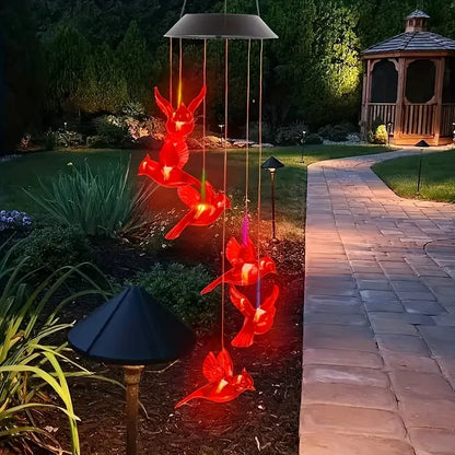Solar Cardinal Bird Wind Bell Lights – Waterproof Outdoor Garden & Yard Decoration
