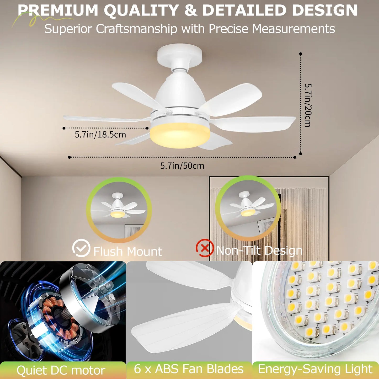 Socket Fan Light – LED Ceiling Fan with Light & Remote Control, Dimmable 3-Color Lighting