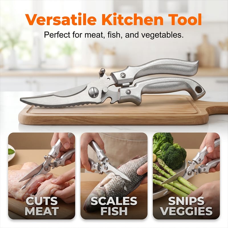 ✂️ Multi-Purpose Kitchen Scissors – Heavy-Duty Stainless Steel Food Shears
