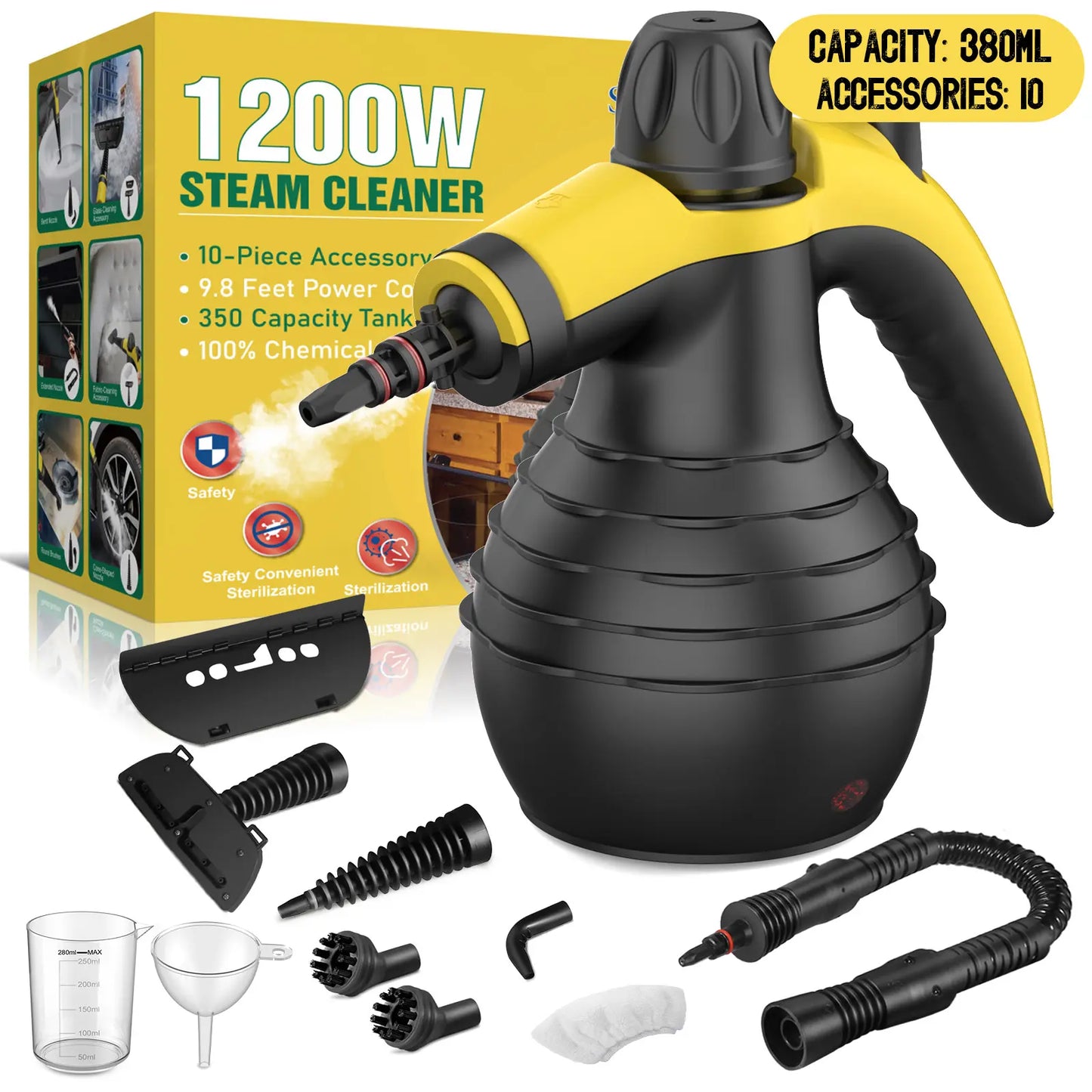 Portable Handheld Steam Cleaner – Multi-Purpose Deep Cleaning Tool with 12 Accessories