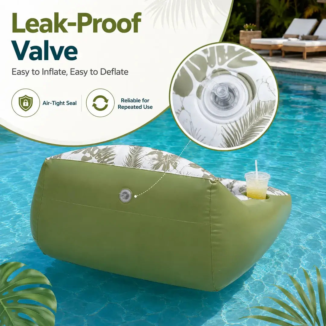 3-in-1 Inflatable Pool Lounge Chair with Cup Holder – Tropical Water Sofa Float for Adults