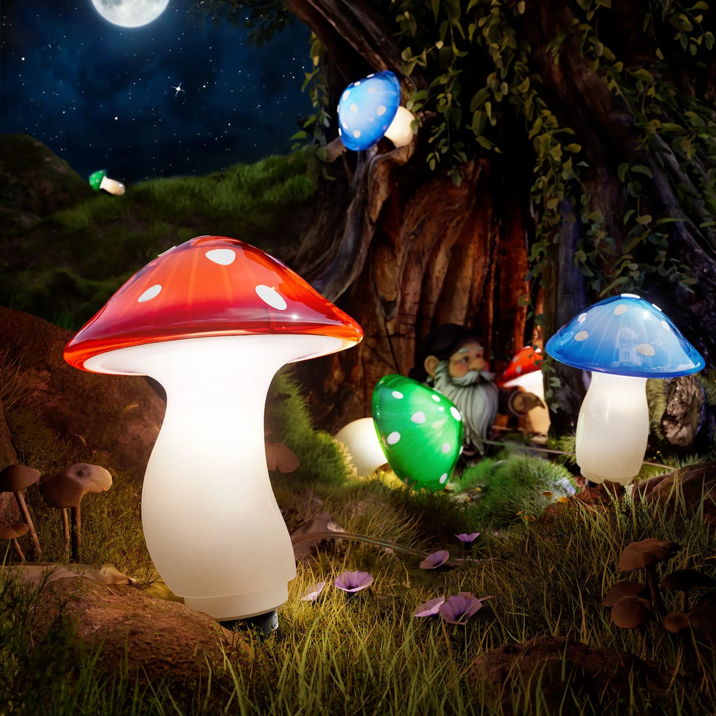 8-Pack Solar Mushroom Pathway Lights – Multicolor Outdoor Garden Lights with 8 Modes