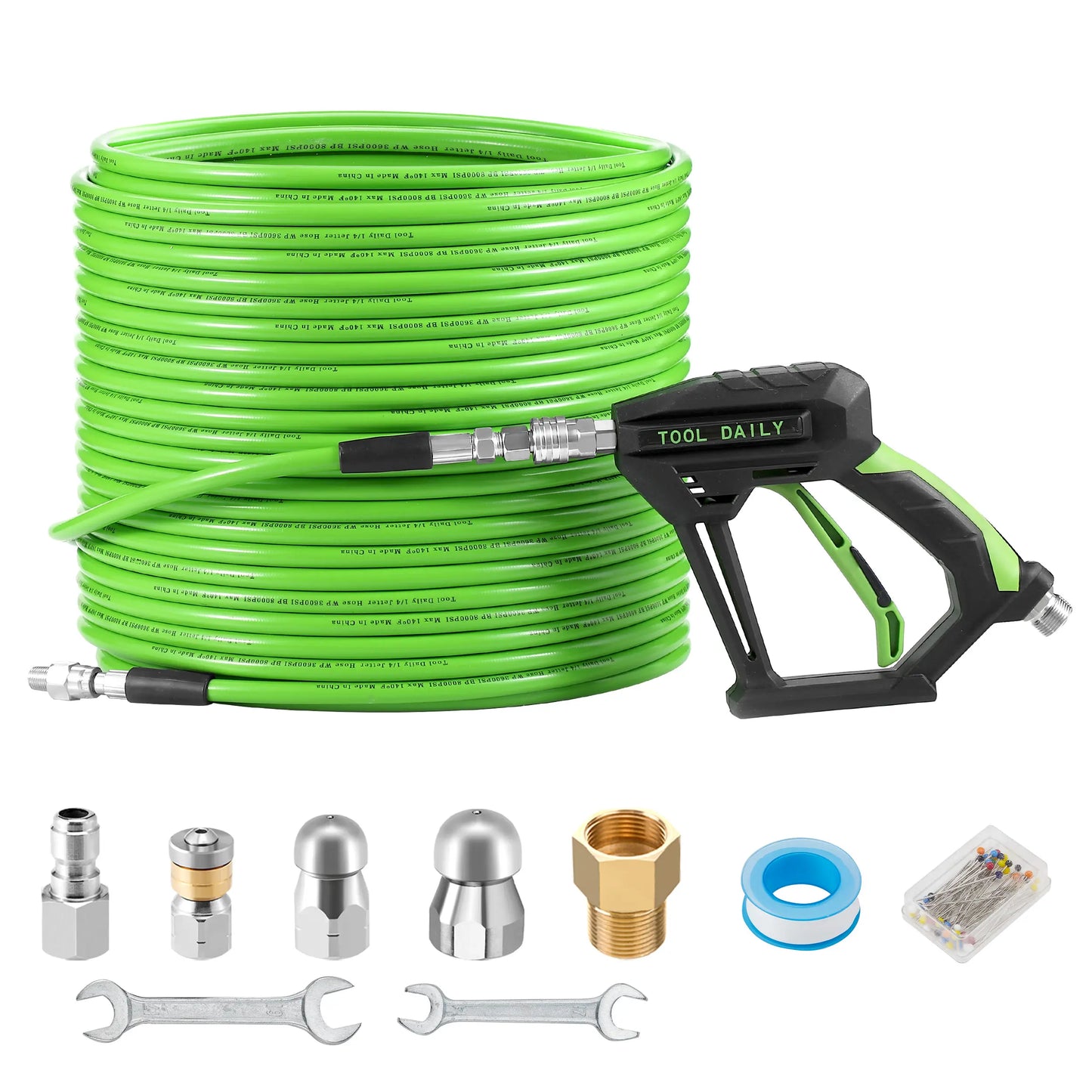 Pressure Washer Sewer Jetter Kit – 100FT Drain Cleaning Hose with Jetting Nozzles
