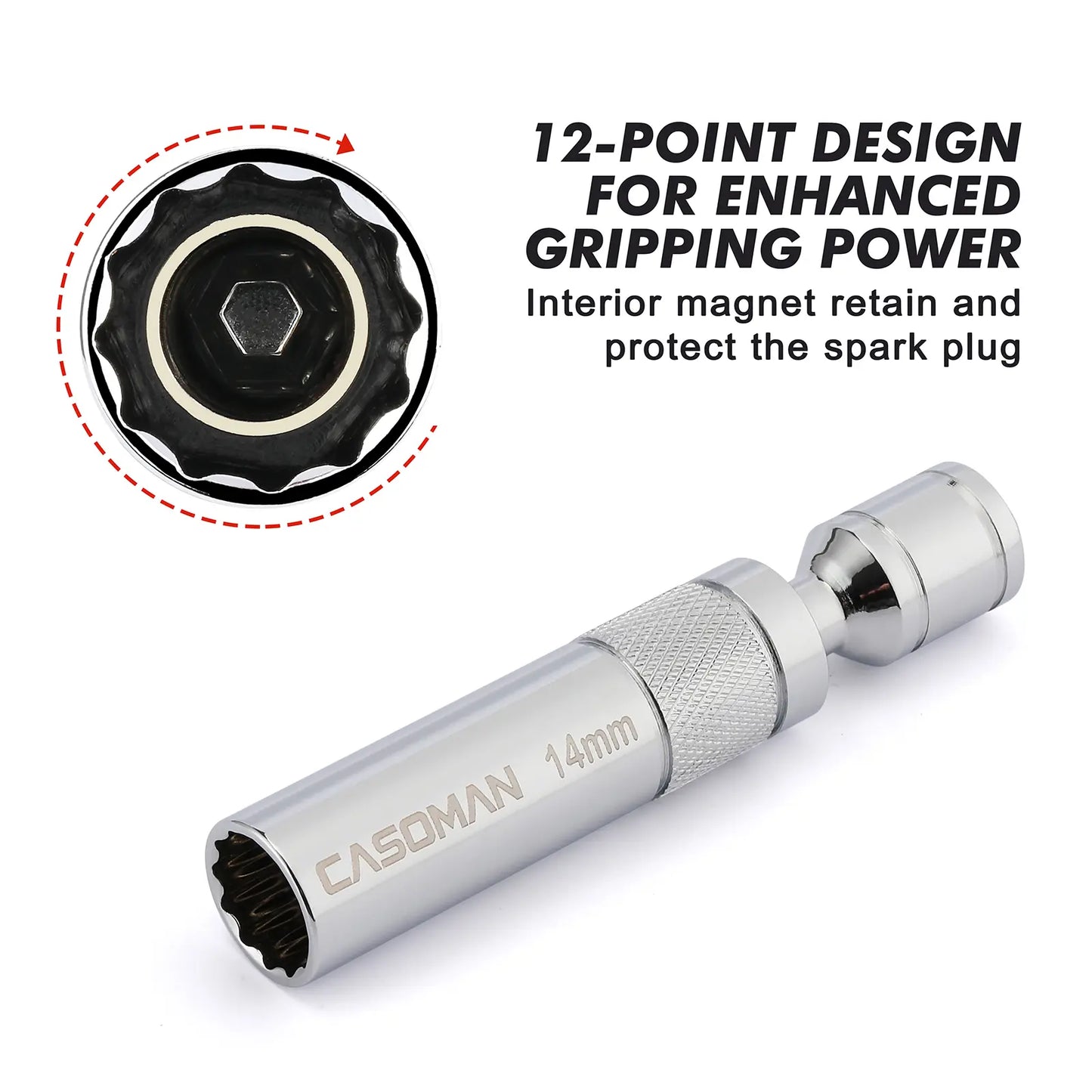 Magnetic Swivel Spark Plug Socket Set – Thin Wall CR-V Steel, 6-Piece Kit