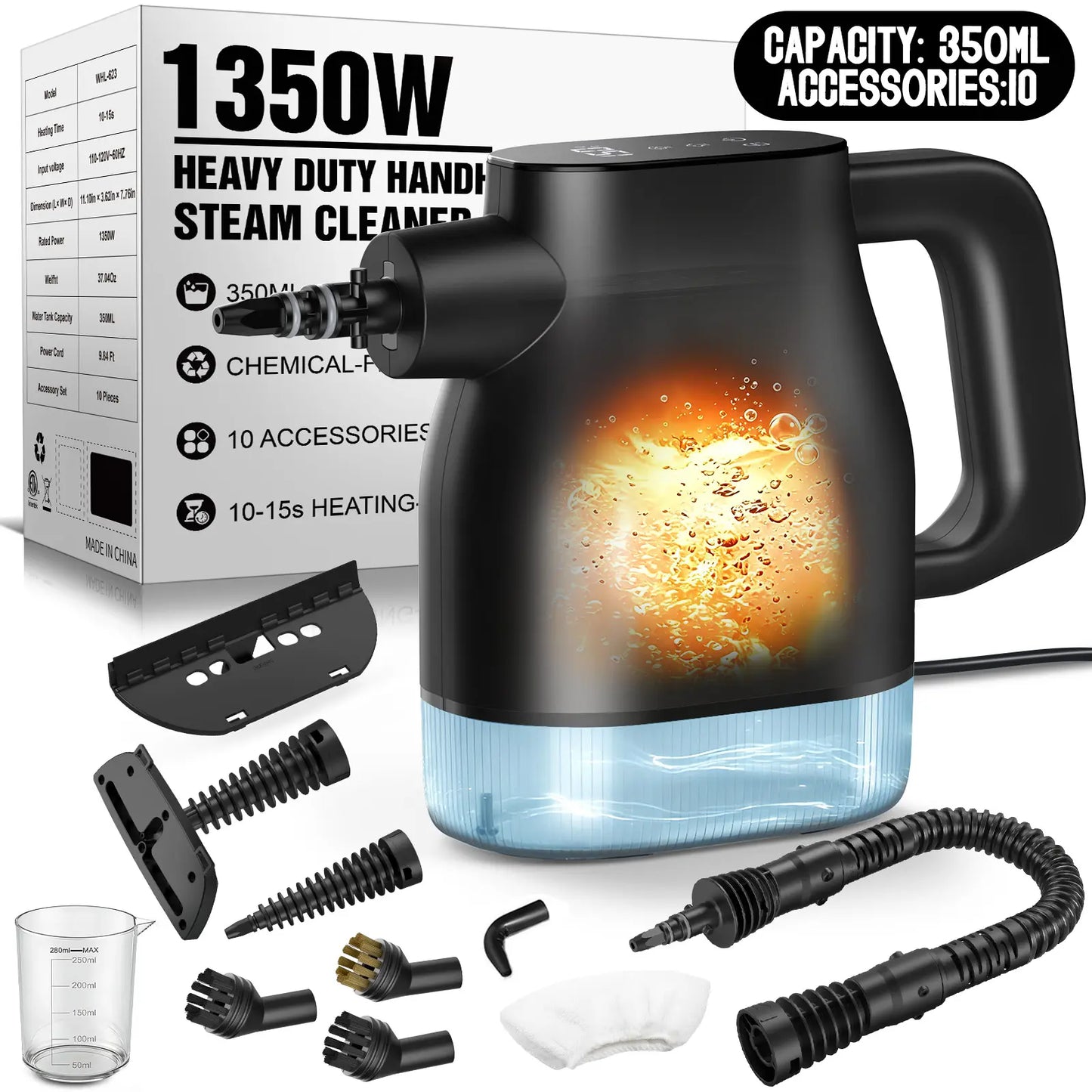 Portable Handheld Steam Cleaner – Multi-Purpose Deep Cleaning Tool with 12 Accessories
