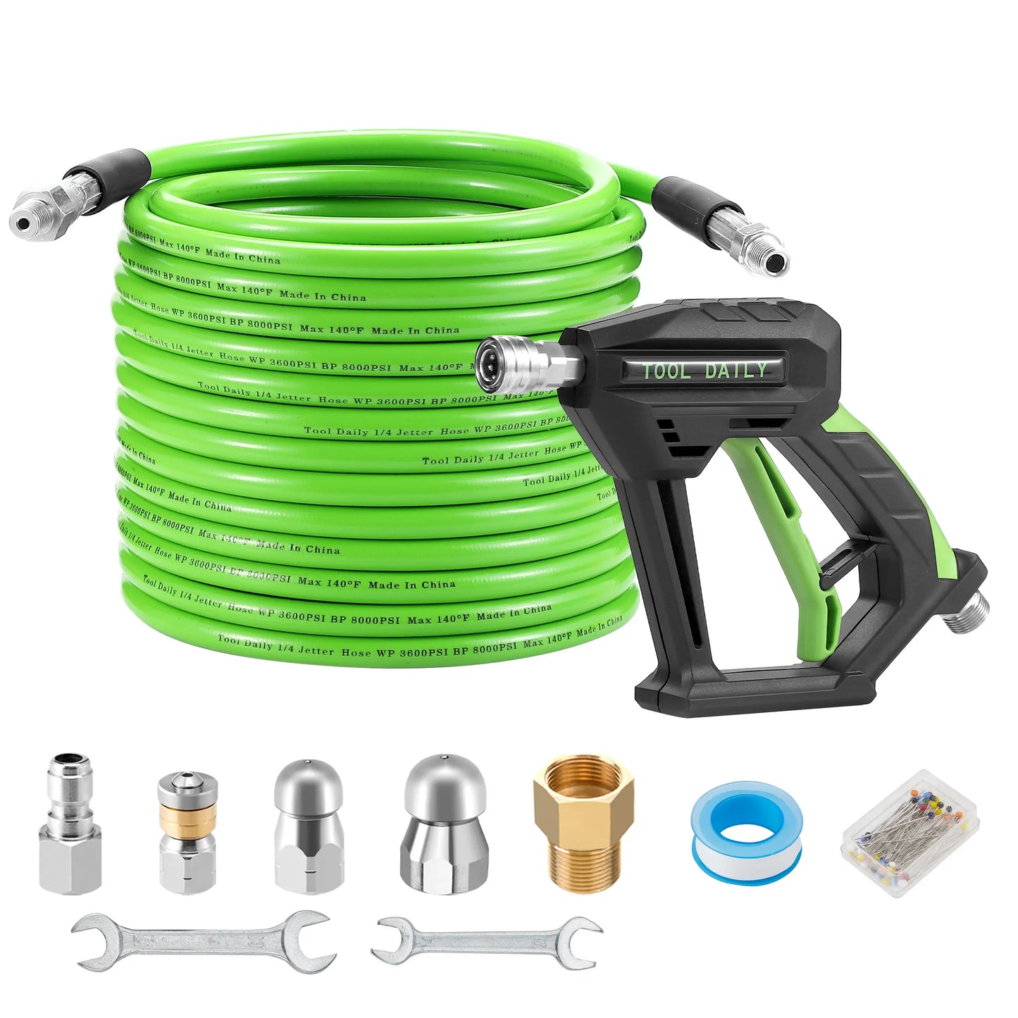 Pressure Washer Sewer Jetter Kit – 100FT Drain Cleaning Hose with Jetting Nozzles