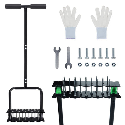 Heavy Duty Lawn Aerator – Manual Grass Aeration Tool with 15 Spikes for Yard Care