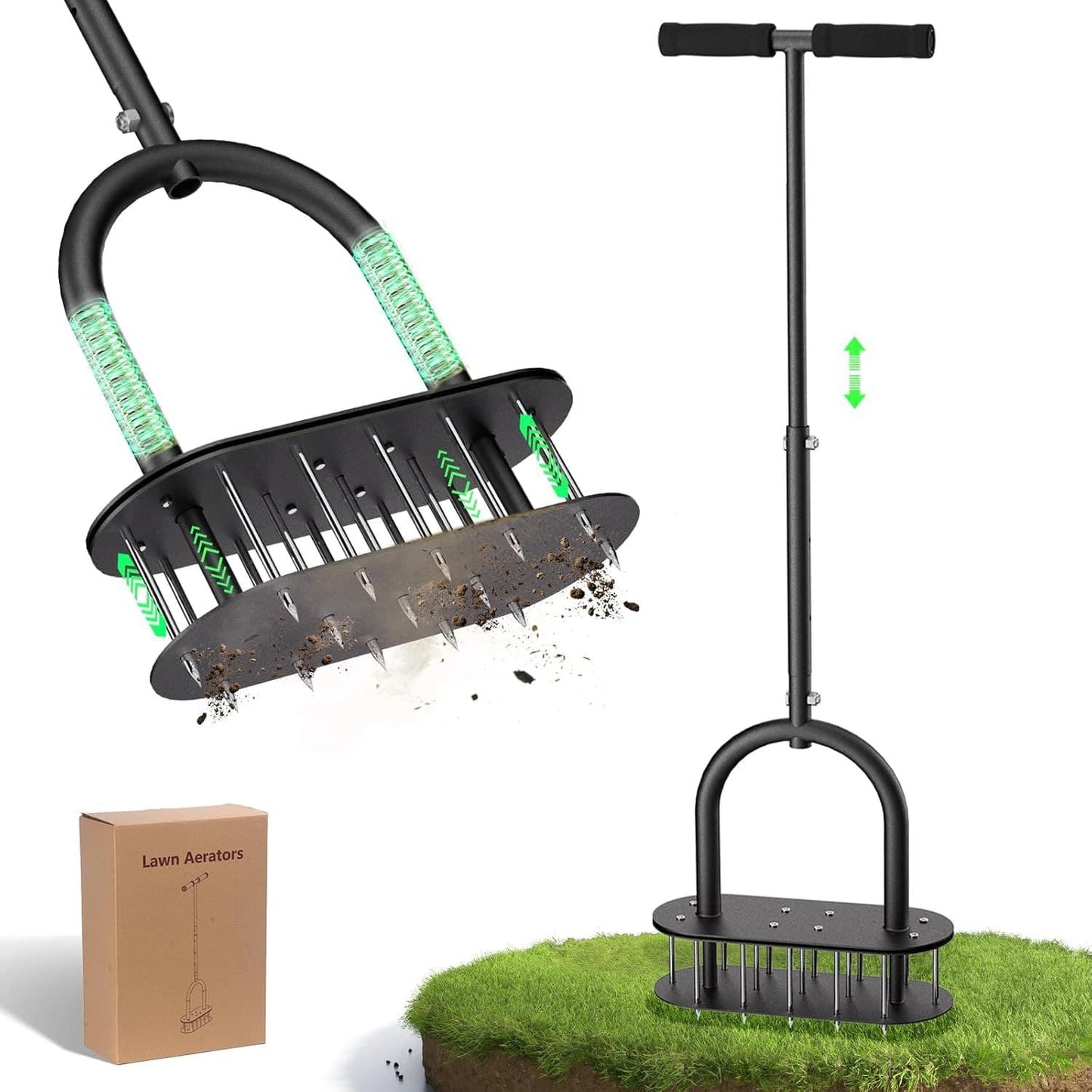 Heavy Duty Lawn Aerator – Manual Grass Aeration Tool with 15 Spikes for Yard Care