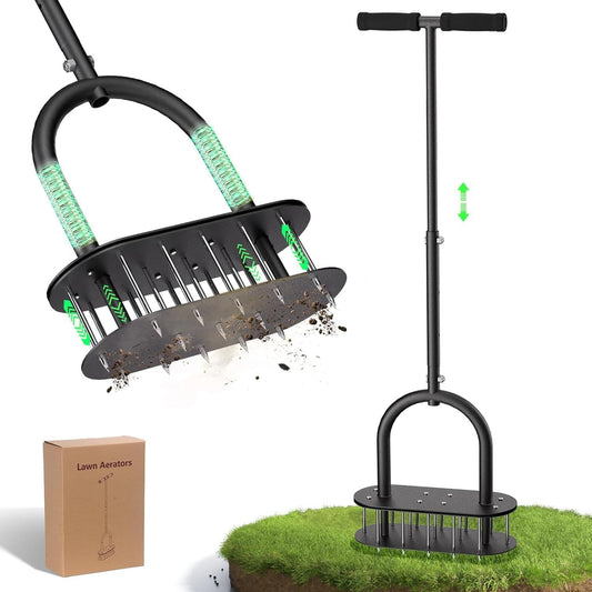 Heavy Duty Lawn Aerator – Manual Grass Aeration Tool with 15 Spikes for Yard Care