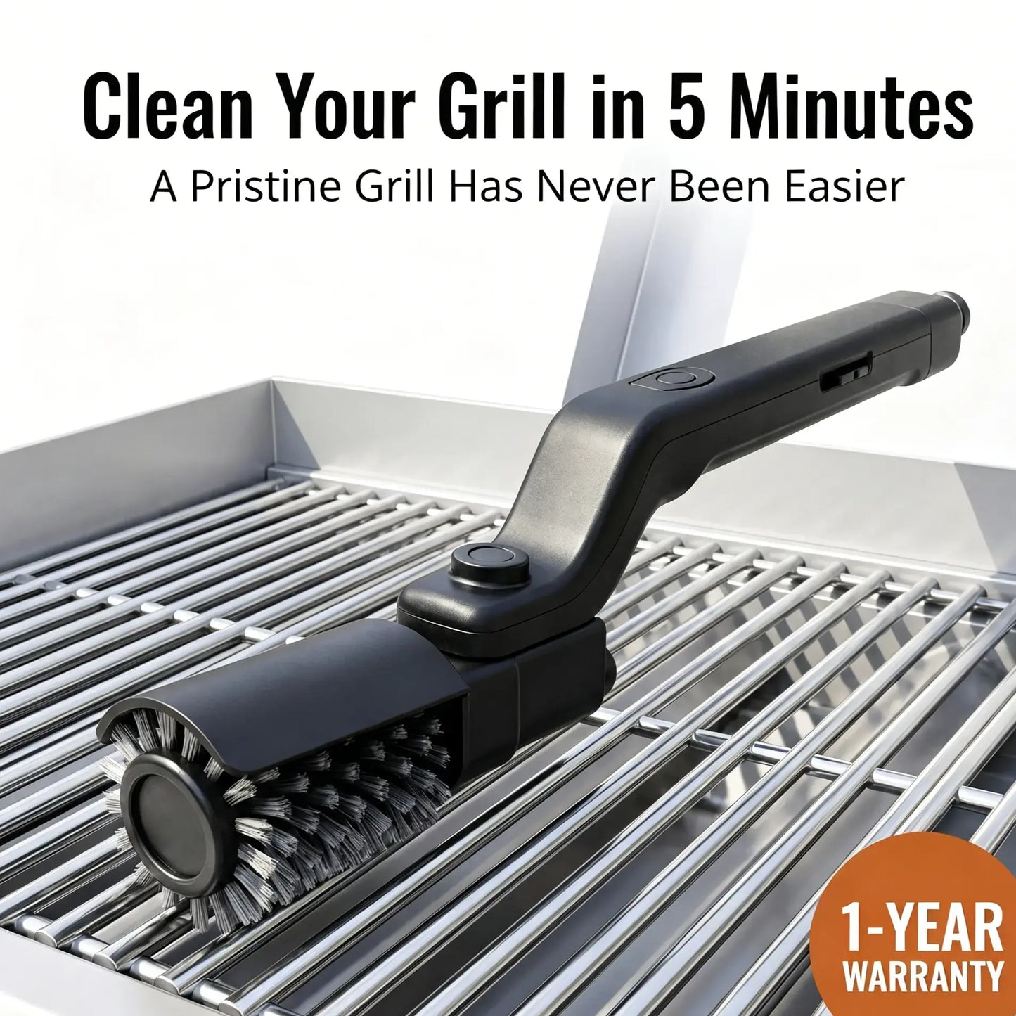 SUMMER SALE Cordless Electric Grill Brush – 180° Rotating Brush Head for Deep BBQ Cleaning