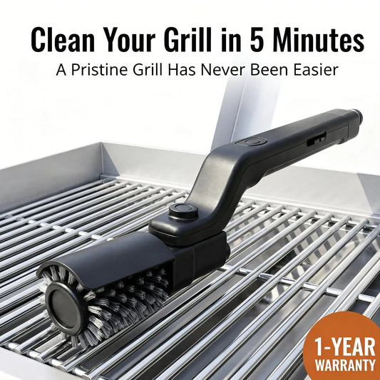 SUMMER SALE Cordless Electric Grill Brush – 180° Rotating Brush Head for Deep BBQ Cleaning