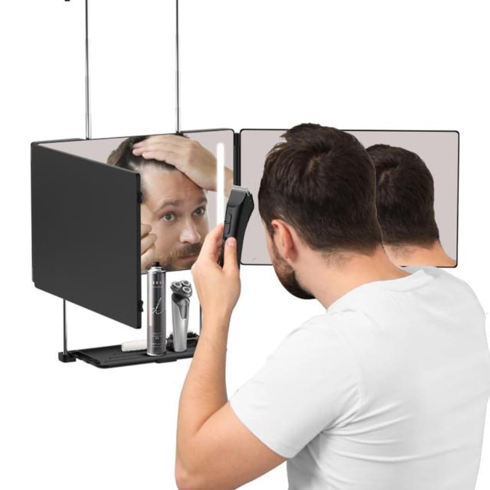 Adjustable LED Light 3-Way Mirror – Portable Trifold 360° Grooming Mirror